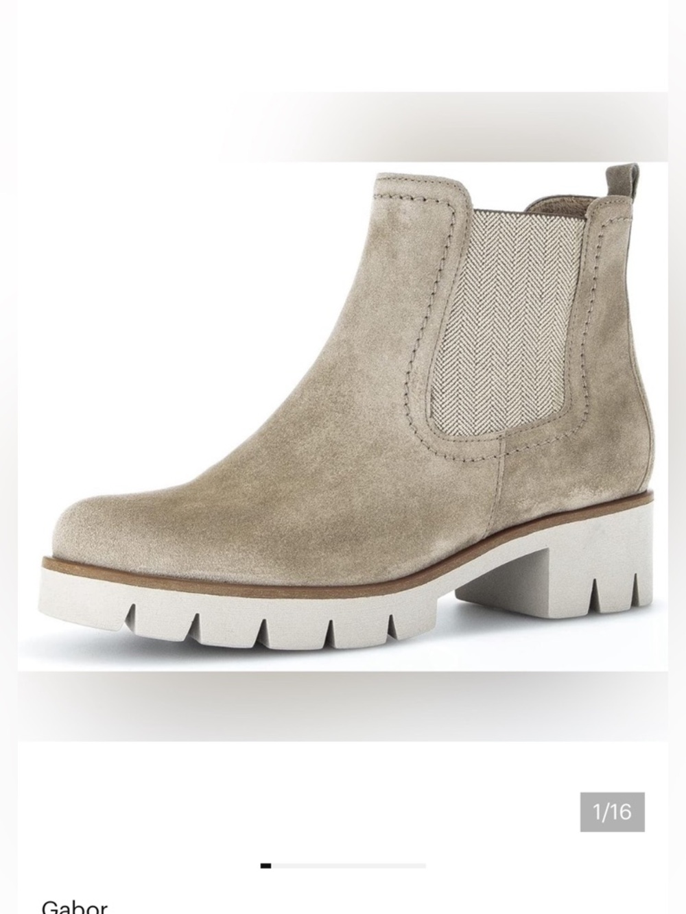Gabor Kiesel Chelsea Ankle Boots Lug Booties Beige Suede